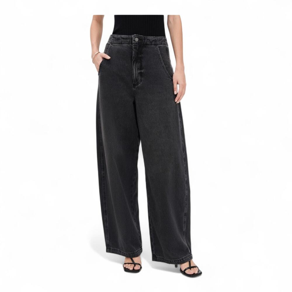 Pistola Lottie High Rise Relaxed Bowed Leg Jeans 27 Zen Blackwash Premium Baggy